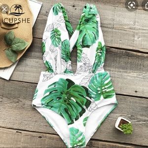 CUPSHE One Piece Low V Bathing Suit NWT